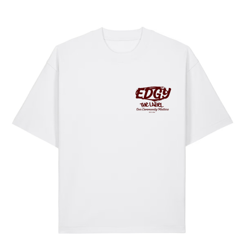 EDGY THELABEL T-SHIRT WHITE/BURGUNDY