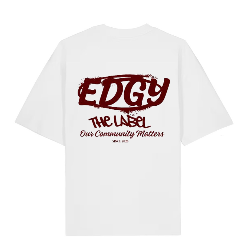 EDGY THELABEL T-SHIRT WHITE/BURGUNDY